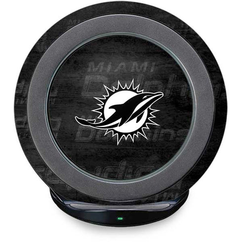 NFL Miami Dolphins Black & White Fast Charge Wireless Charging Stand Skin
